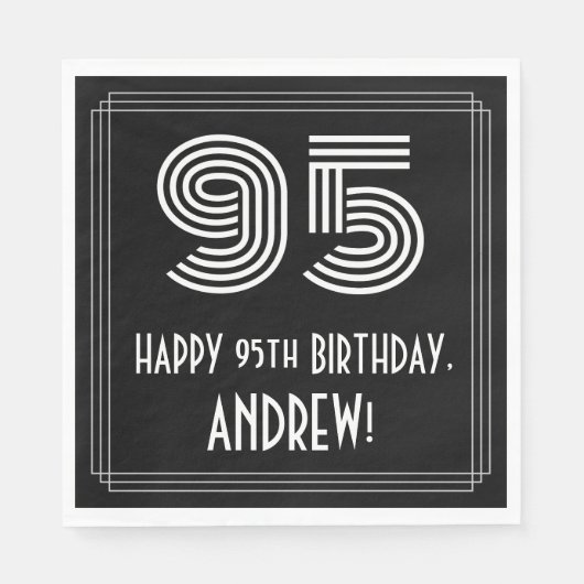 95番目の誕生日:インスパイアアールデコ検索"95" +名前 スタンダードランチョンナプキン (正面)