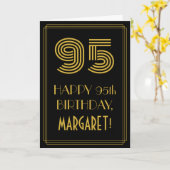 95番目の誕生日:インスパイアアールデコ「95」と名前 カード (黄色い花)