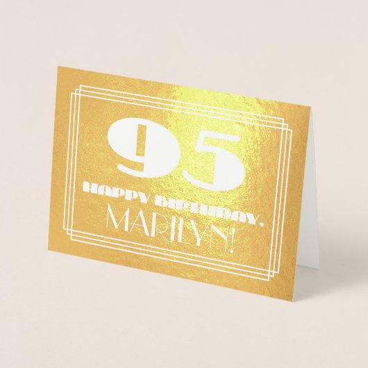 95番目の誕生日:名前+アールデコインスパイア「95」を見る 箔カード (正面)