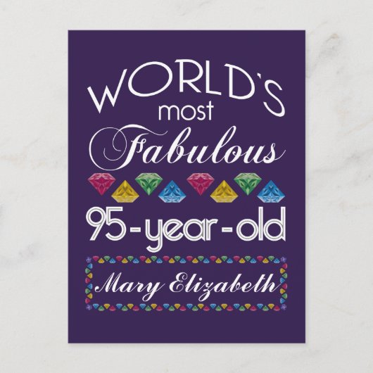 95誕生日で最も素晴らしいカラフル宝石の紫 ポストカード (正面)
