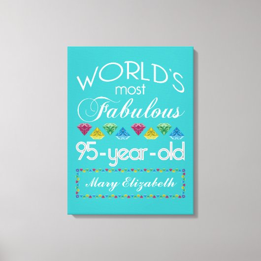 95誕生日で最も素晴らしいカラフル宝石ターコイズ キャンバスプリント (正面)