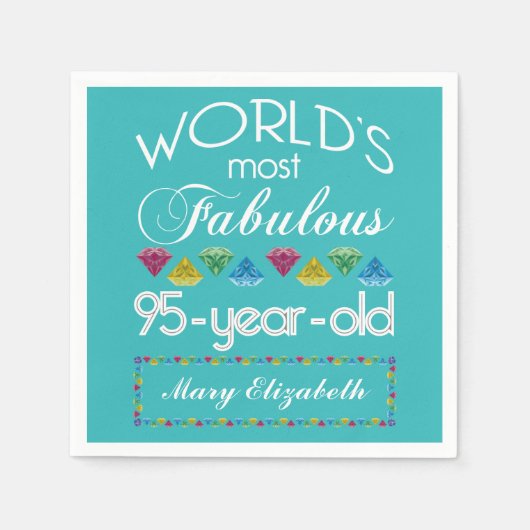 95誕生日で最も素晴らしいカラフル宝石ターコイズ スタンダードカクテルナプキン (正面)