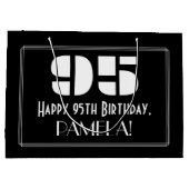 95誕生日インスパイア～アールデコ見る"95" +名前 ラージペーパーバッグ (裏面)