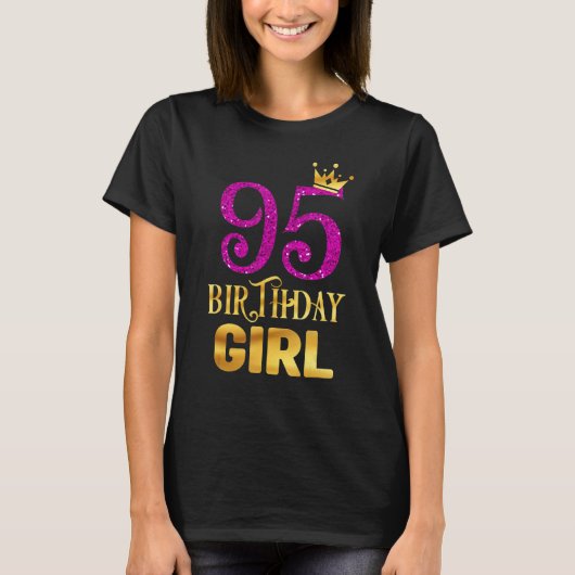 95誕生日クイーンガールプリンセス95歳 Tシャツ (正面)