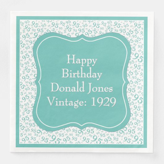 95誕生日ティール（緑がかった色）/ホワイトブラケット番号パターン (正面)