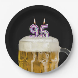 95誕生日ビールオンブラック紙プレート ペーパープレート