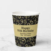 95誕生日ブラック/金ゴールド乱数パターン95 紙コップ (裏面)