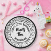 95誕生日乱数パターンブラック/ホワイト ペーパープレート (パーティー)