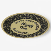 95誕生日乱数パターン金ゴールド/黒 ペーパープレート (アングル)