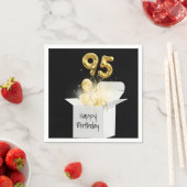 95誕生日金ゴールドバルーン(白いボックス) スタンダードカクテルナプキン (インサイチュ)