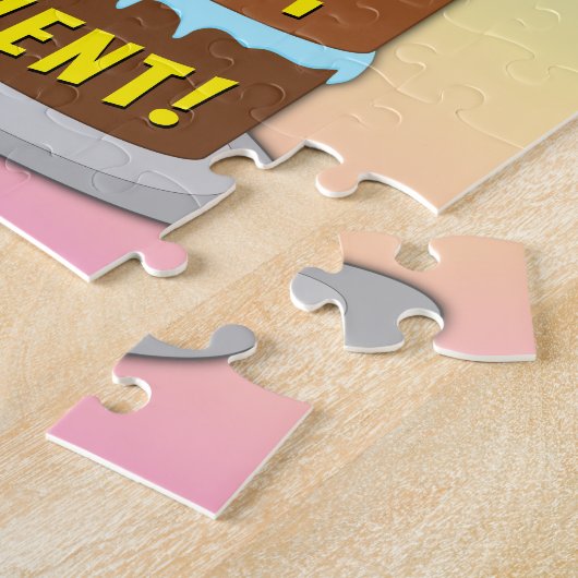 95誕生日:おもしろいケーキとキャンドル+名前をカスタムする ジグソーパズル (側面)