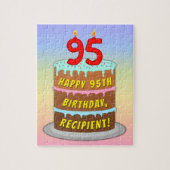 95誕生日:おもしろいケーキとキャンドル+名前をカスタムする ジグソーパズル (縦)