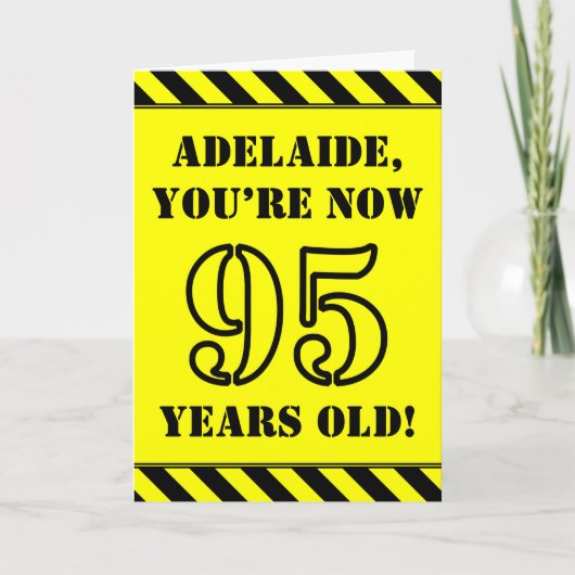 95誕生日:おもしろいステンシルスタイル文字、名前をカスタムする カード (正面)