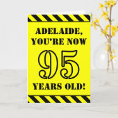 95誕生日:おもしろいステンシルスタイル文字、名前をカスタムする カード (黄色い花)