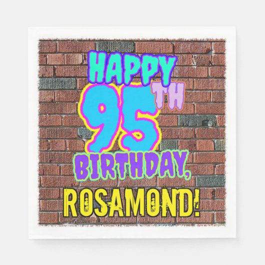 95誕生日~おもしろい、アーバングラフィティインスパイアルック スタンダードランチョンナプキン (正面)