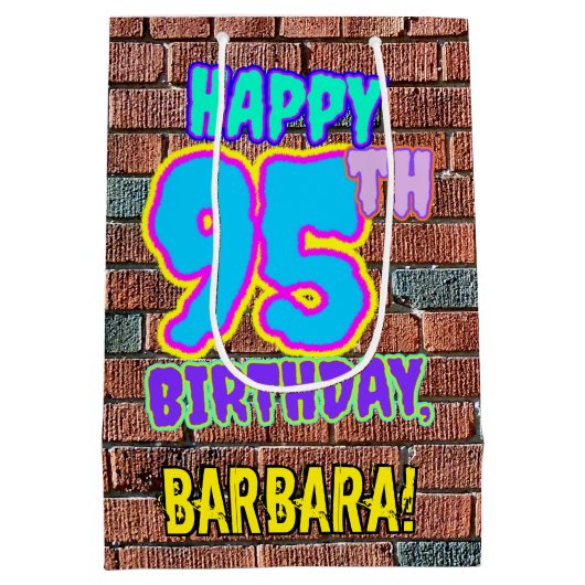 95誕生日:おもしろい、アーバングラフィティインスパイアルック ミディアムペーパーバッグ (裏面)