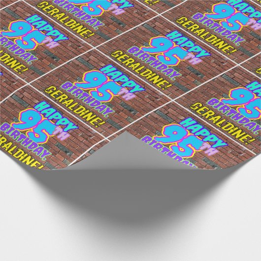 95誕生日:おもしろい、アーバングラフィティインスパイアルック ラッピングペーパー (角)