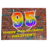 95誕生日:おもしろい、グラフィティインスパイアレインボーー# 95 ラージペーパーバッグ (正面)