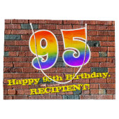 95誕生日:おもしろい、グラフィティインスパイアレインボーー# 95 ラージペーパーバッグ (裏面)