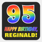 95誕生日:はっきりした,おもしろい,シンプル虹, 95 スクエアシール (正面)