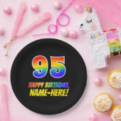 95誕生日:はっきりした,おもしろい,シンプル虹, 95 ペーパープレート (パーティー)