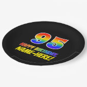 95誕生日:はっきりした,おもしろい,シンプル虹, 95 ペーパープレート (アングル)