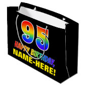 95誕生日:はっきりした,おもしろい,シンプル虹, 95 ラージペーパーバッグ (裏面アングル)