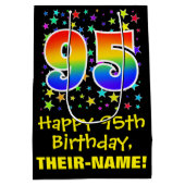 95誕生日:カラフルスターズパターン&レインボー95 ミディアムペーパーバッグ (裏面)