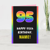 95誕生日:カラフルレインボー# 95,名前をカスタムする カード (正面)