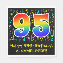 95誕生日-カラフル音楽シンボル， Rainbow 95 スタンダードランチョンナプキン