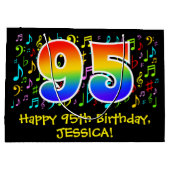 95誕生日-カラフル音楽シンボル, Rainbow 95 ラージペーパーバッグ (裏面)