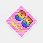 95誕生日:ピンクストライプのハート、レインボー# 95 スタンダードランチョンナプキン (角)