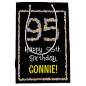 95誕生日:フローラ花数名前をカスタムする ミディアムペーパーバッグ (正面)