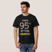 95誕生日:フローラ花数"95" +名前 Tシャツ (正面フル)