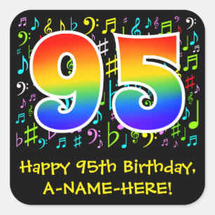 95誕生日:ミュージカラフルックシンボル，レインボー95 スクエアシール