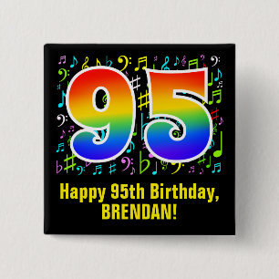 95誕生日:ミュージカラフルックシンボル,レインボー95 缶バッジ