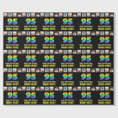 95誕生日：レインボー「95」、写真カスタムと名前 ラッピングペーパー (フラット)