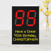 95誕生日:レッドデジタルクロックスタイル"95" +名前 カード (黄色い花)