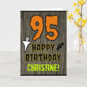 95誕生日:不気味ハロウィーンテーマ、名前をカスタムする カード (黄色い花)