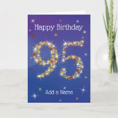 95誕生日- 95イン星 – 青 – 年齢95 カード (正面)