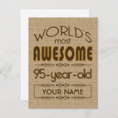 95誕生祝いワールド最高のファブラス インビテーションポストカード (正面/裏面)