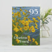 95誕生祝い/かわいい黄色フローラ+水 招待状 (スタンド正面)