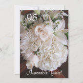 95誕生祝い/エレガント白フローラ 招待状 (正面)