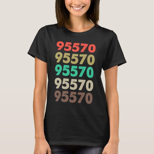 95570レトロ郵便番号95570 Tシャツ (正面)