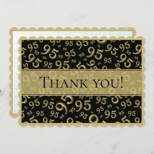 95 "Thank you!" Black/Gold Number Pattern サンキューカード (正面/裏面)