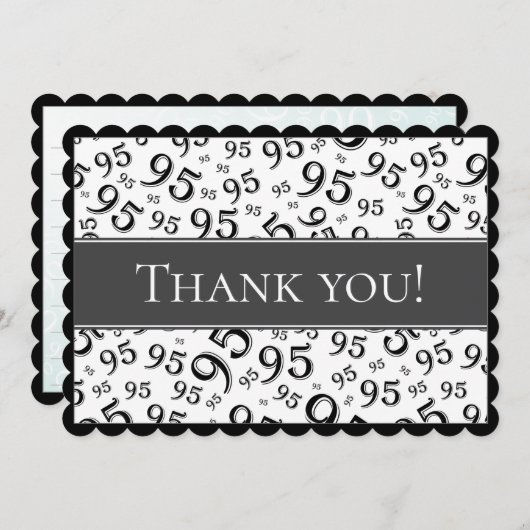 95 "Thank you!" Black/White Number Pattern サンキューカード (正面/裏面)