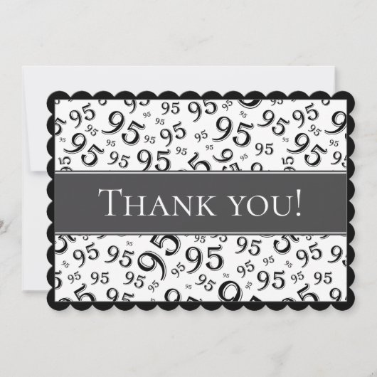 95 "Thank you!" Black/White Number Pattern サンキューカード (正面)