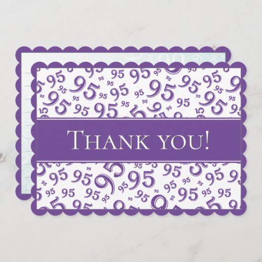 95 "Thank you!" Purple/White Number Pattern サンキューカード (正面/裏面)