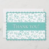 95 "Thank you!" Teal/White Number Pattern サンキューカード (正面)