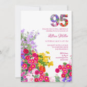 95 Years Elegant Garden Floral – 95th Birthday 招待状 (正面)